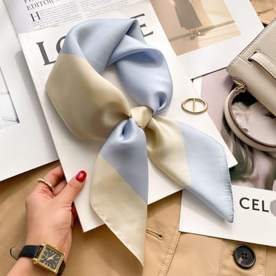 Luxe Vierkante Zijden Sjaal met Ruitjesprint Voor Vrouwen Hijab Haarbanden 70cm Necksjaal Vrouwelijke Satijnen Sjaal Lint Hoofdband gray
