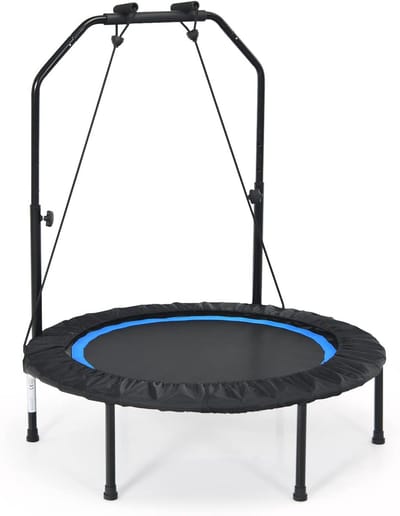 Fitnesstrampoline - Rebounder - Binnen Fitness - Verstelbare Leuning - 101x101x107.5 cm - Blauw