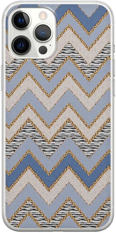 Leuke Telefoonhoesjes - Hoesje geschikt voor iPhone 12 Pro Max - Retro zigzag - Soft case - TPU - Print / Illustratie - Multi