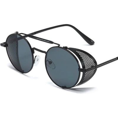 Steampunk Winddicht Mesh perfecte pasvorm langdurig gebruik uitstekend vakmanschap Flip Rond Metalen Zonnebrillen gray