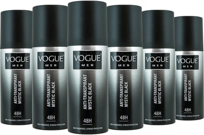 Vogue Men Anti-Transpirant Mystic Black - 6 x 150 ml - Voordeelverpakking