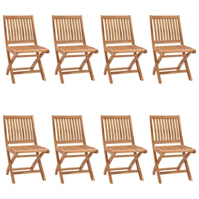 vidaXL - Opklapbare - stoelen - met - kussens, - 8 - stuks, - massief - teakhout