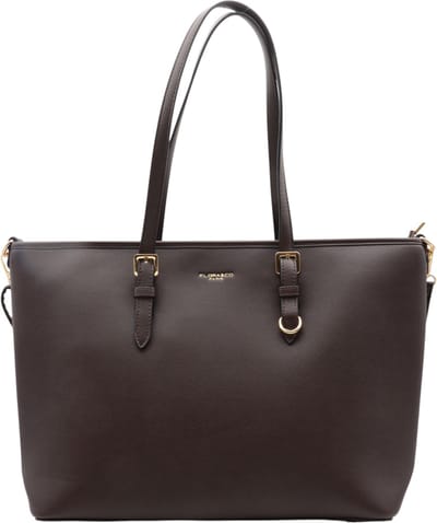 Flora&Co - Handtas - shopper - geschikt voor A4 - met extra lange riem - soft - bruin - Ideaal voor school- of werktas