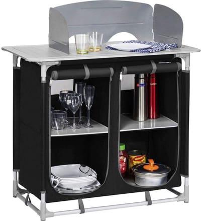 CLVP® Campingkeuken - Kampeerkast - Kampeerkeuken - Opvouwbaar - Inklapbaar - Zwart
