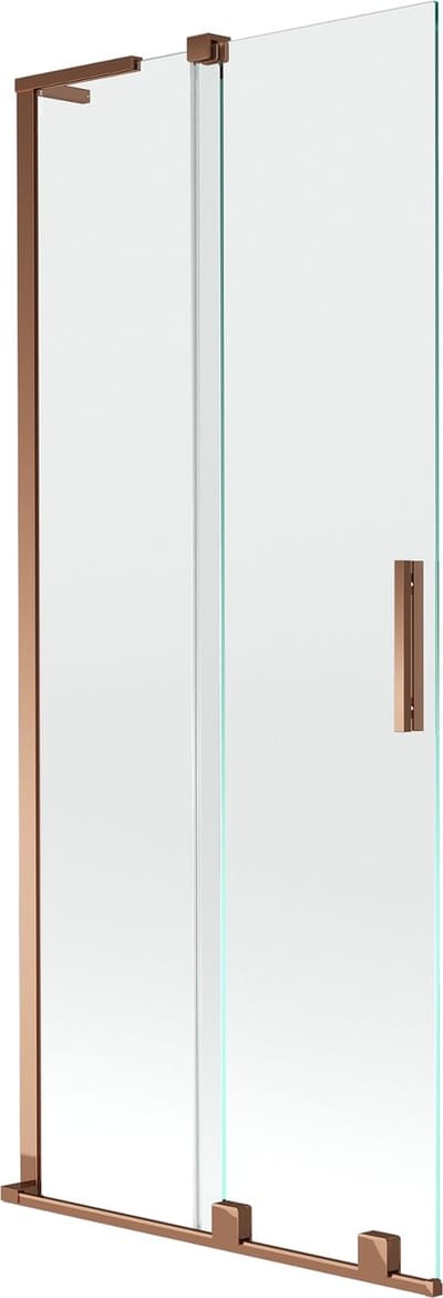 Mexen Velar L badscherm voor bad 2-vleugelige schuifdeur 80 x 150 , transparant, roze goud - 896-080-003-01-60