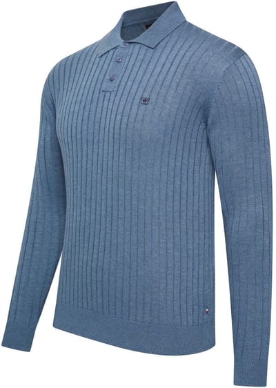 Cappuccino Italia - Heren Trui Massa Knit Polo - Blauw - Maat M