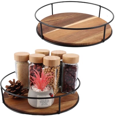 Unyqoos ® Stijlvolle Houten Draaiplateau Organizer voor Keuken en Kast met Grootte van 23 cm
