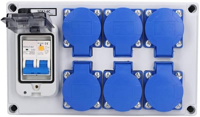 Dailygoods - Wandstopcontactdoos - 6-positie Duitse stopcontacten - Stevige constructie - Ideaal voor garages - Veilig en betrouwbaar - Geschikt voor...