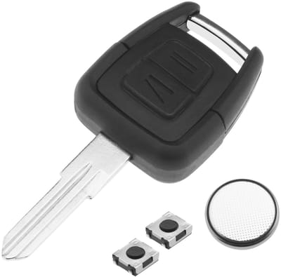 BRENZOOS- Afstandsbediening 2 Knoppen - Sleutelhanger Hoesje - Compatibel met Opel Astra/Vectra/Zafira - Kunststof/Metaal - Inclusief CR2032 Knoopcel