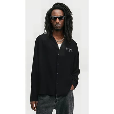 AllSaints Underground Ls Shirt Black Maat: L | Casual Overhemden Outlet | Heren | Zwart