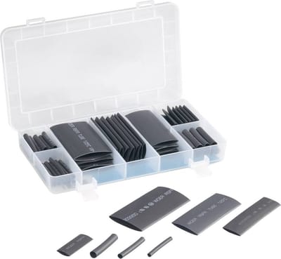 TRU COMPONENTS 1564899 Krimpkous assortiment Zwart Krimpverhouding:2:1 63 onderdelen