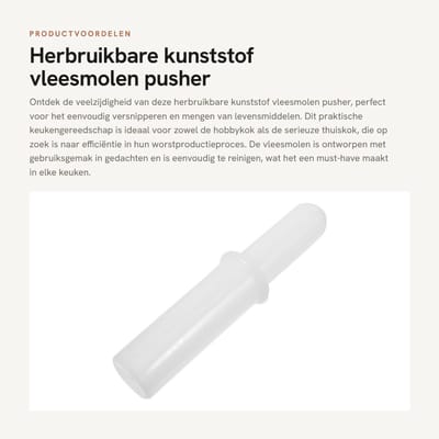 Dailygoods- Vleesmolen Herbruikbare Kunststof - Vleesstamper 21,5 cm - Praktisch Keukengereedschap - Eenvoudig Reinigen - Comfortabel Gebruik - Efficiënte Worstproductie