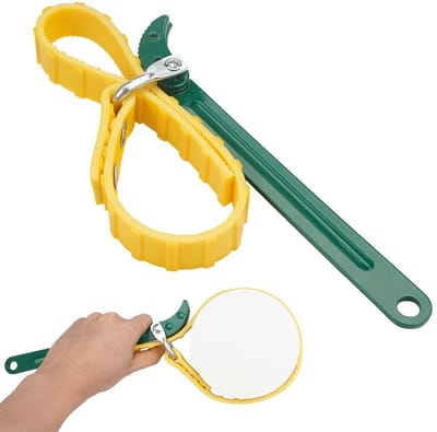 Dailygoods- Oliefiltersleutel Verstelbaar - Rubberen Band - Antislip Handvat - Stalen Handvat - 50 cm Totale Lengte - Geschikt voor Flessen - Filtersleutel