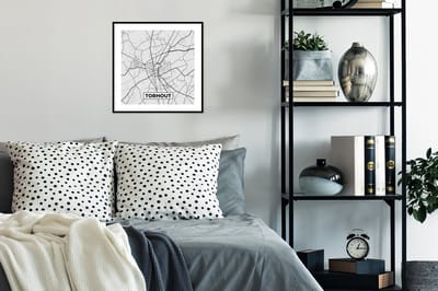 Fotolijst incl. Poster Zwart Wit- Zwart Wit – België – Plattegrond – Stadskaart – Kaart – Torhout - 40x40 cm - Posterlijst