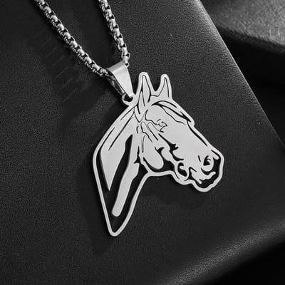 Paardenhoofd Hanger Ketting voor Dames Heren Roestvrij Staal Dierlijk Paard Sieraden Ketting Sieraden Sieraden white