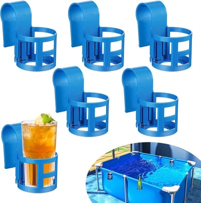 5 stuks - bekerhouder voor bovengrondse zwembaden - ABS-kunststof - bekerhouder voor zwembaden - morsvrije drankhouder voor zwembaden - rond - past op ronde bovenstangen van 2" of kleiner