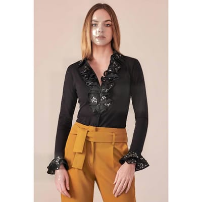 Anne Fontaine Lanela-h19 Black/white Maat: 36 | Blouses Outlet | Dames | Zwart