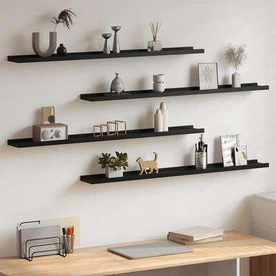 vidaXL - Wandschappen - 4 - st - 100x9x3 - cm - zwart
