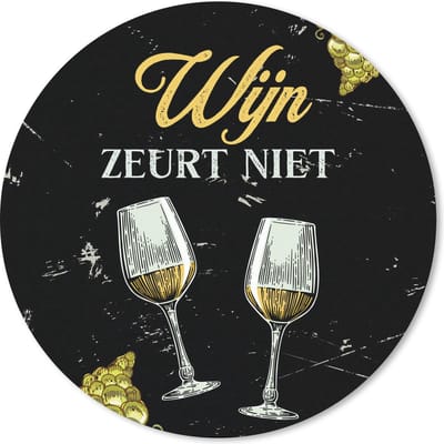 Muismat rond 20x20 cm - Mousepad Wijn - Wijnglazen - Quote - Ronde muismatten - Cadeau voor vrouw
