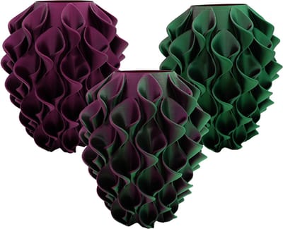 Bluma moderne vaas - Decoratieve vaas - Groen / Paars - 3d geprinte vaas – geschikt voor droogbloemen - 20CM