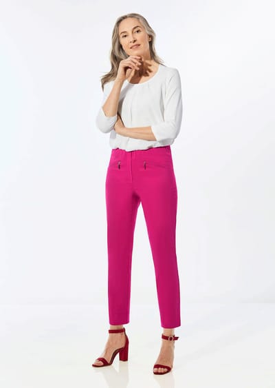 7/8-broek LOUISA van bengaline - roze - Gr. 19 van Goldner Fashion