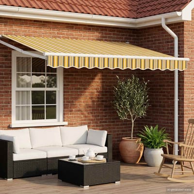 vidaXL - Handbediende - luifel - met - LED's - Geel, - Grijs - en - Wit - 3 - x - 2,5 - m