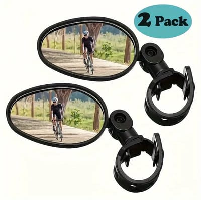 Waledano® Achteruitkijkspiegel - Verstelbaar - Veiligheidsspiegel - Fiets Spiegel - 360º Draaibaar - Verstelbaar - Fietsspiegel Op Stuur - Zwart