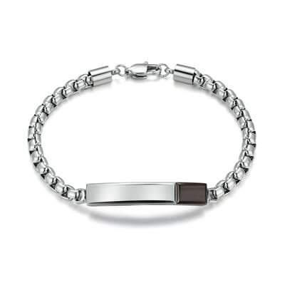 Twice As Nice Armband in edelstaal, met zwarte steen Zilverkleurig 21cm