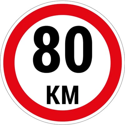 80 km bord | gecoat dibond materiaal | 10 cm