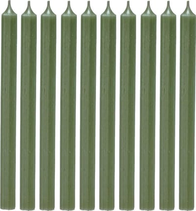 Cactula | lange dinerkaarsen 28 cm | olijfgroen | 18 stuks | 10 branduren