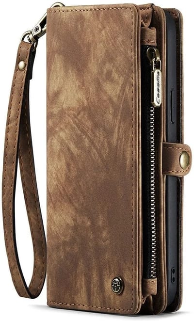 CaseMe C30 Hoesje Geschikt voor Apple iPhone 15 Pro Max | Wallet Zipper Book Case met Pasjeshouder | Beschermhoes met Portemonnee | Bruin