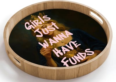 Dienblad rond 40x40 cm - Schootdienblad hout - Kroon - Vrouw - Jurk - Opvallend - Borrelplank rechthoek - Plateau houten dienbladen