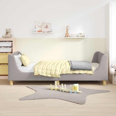 vidaXL - Kinderen - bedframe - met - hoofdboard - Lichtgrijs - 90x190 - cm - Bouclé