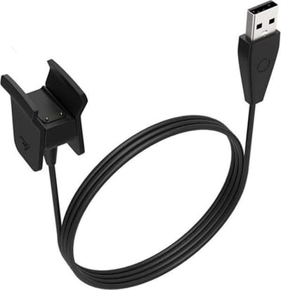DrPhone - USB Oplaadkabel met RESET knop - Adapter - Geschikt voor Fitbit Alta HR - Bescherming voor Overbelasting - Houdt Accu Optimaal - Lader Laadkabel USB Lader - Zwart