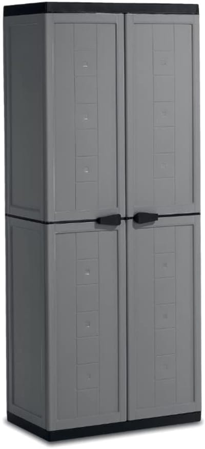 QORA® Tuinkast Kunststof - Tuinkast - Tuinkist - Donkergrijs/Zwart - 39cm x 68cm x 166cm