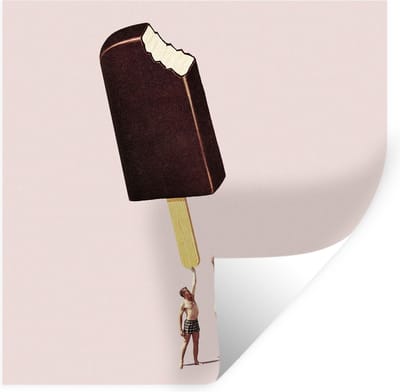Muurstickers - Sticker Folie - IJs - Chocolade - Pastel - Vintage - 100x100 cm - Plakfolie - Muurstickers Kinderkamer - Zelfklevend Behang XXL - Zelfklevend behangpapier - Stickerfolie
