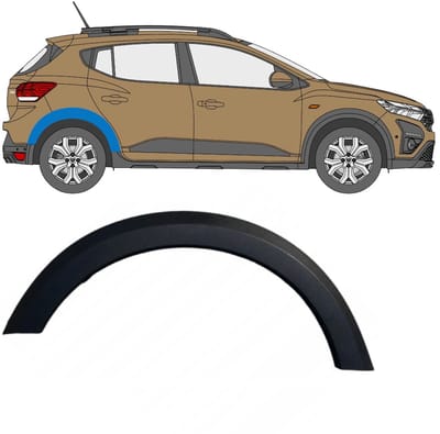 Zijlijst sierlijst achterspatbord voor Dacia Sandero 2021- / Rechts