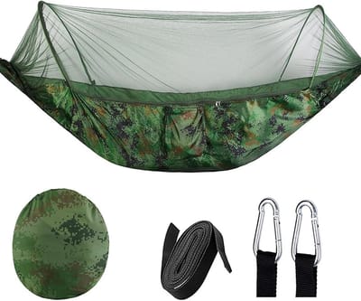 Kampeerhangmat - Nylon hangmat - Buiten ontspannen - Boomvriendelijke bevestiging - 260x140 cm - camouflage