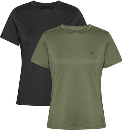 DANISH ENDURANCE Sport T-Shirt - Workout & Sport Top - Lichtgewicht - Ronde Hals - voor Vrouwen - Zwart en Olijfgroen - Maat S - 2 paar