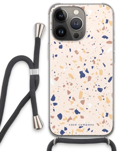 Case Company® - Hoesje met koord geschikt voor iPhone 13 Pro hoesje met Koord - Terrazzo N°23 - Telefoonhoesje met Zwart Koord - Bescherming aan alle Kanten en Over de Schermrand