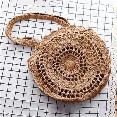 Boheemse strozakken voor vrouwen Cirkel strandhandtassen Zomer rotan schoudertassen Handgemaakte gebreide reistas Grote tassen Nieuw beige