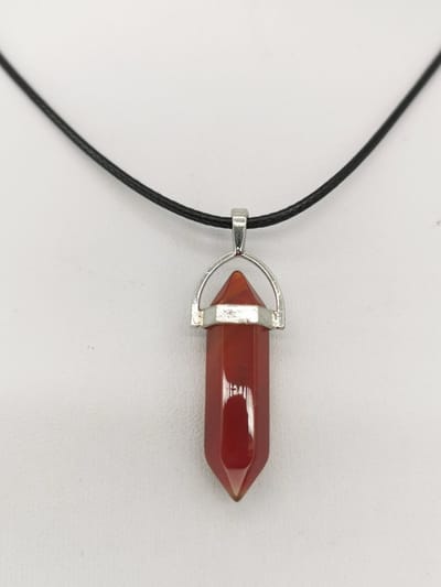 Edelsteen - Vuuragaat - Obelisk Hanger met - gratis - zwart - wax koord Ketting - 40cm + 5cm Verstelbaar - Alle kinderen hebben een natuurlijke aantrekkingskracht op edelstenen.