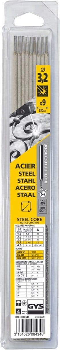 GYS Laselektroden staal rutiel - 3,2mm - 9 stuks