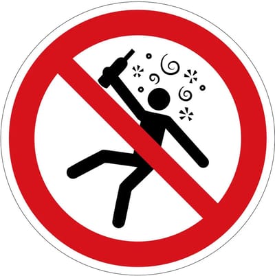 Geen dronken personen verbodsbord - P043 | gecoat dibond materiaal | 10 cm