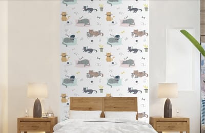 Behang - Fotobehang Katten - Huisdieren - Patronen - Breedte 150 cm x hoogte 240 cm