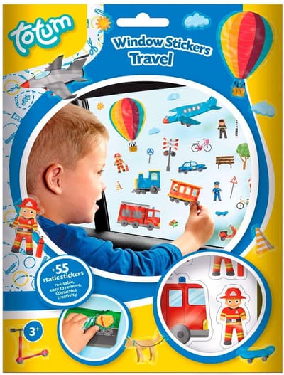 Auto raamstickers verkeer - reizen thema 55 stuks - in de auto op reis - voor kinderen autoraam plakstickers