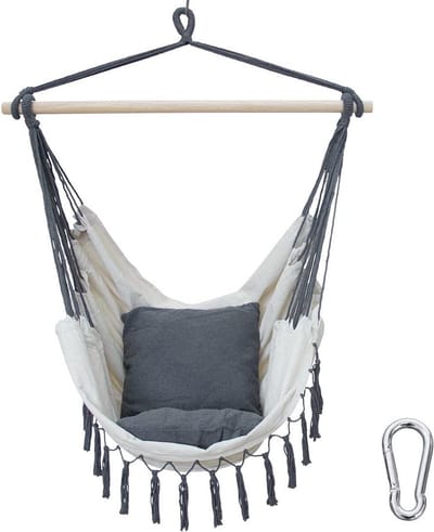 Luxe XL Hangstoel met Kussens - Sterke Schommelstoel voor Binnen en Buiten tot 240 kg
