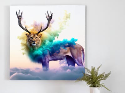 Deer lion | DEER LION | Kunst - 75x75 centimeter op Forex | Foto op Forex