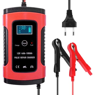 12V 6A Volautomatische auto-acculader Intelligent Fast Power Opladen Pulsreparatielader Nat EU plug