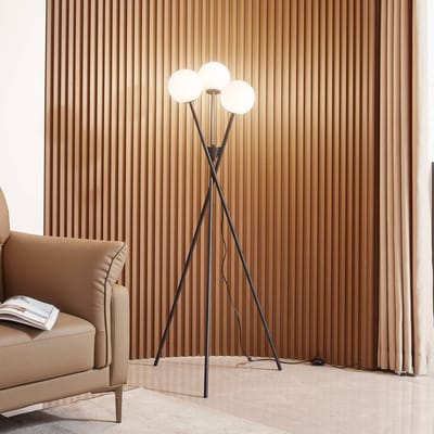 Lucande - Vloerlampen- Driepoot - - 3lichts - Metaal, glas - H: 141 cm - G9 - zwart, wit